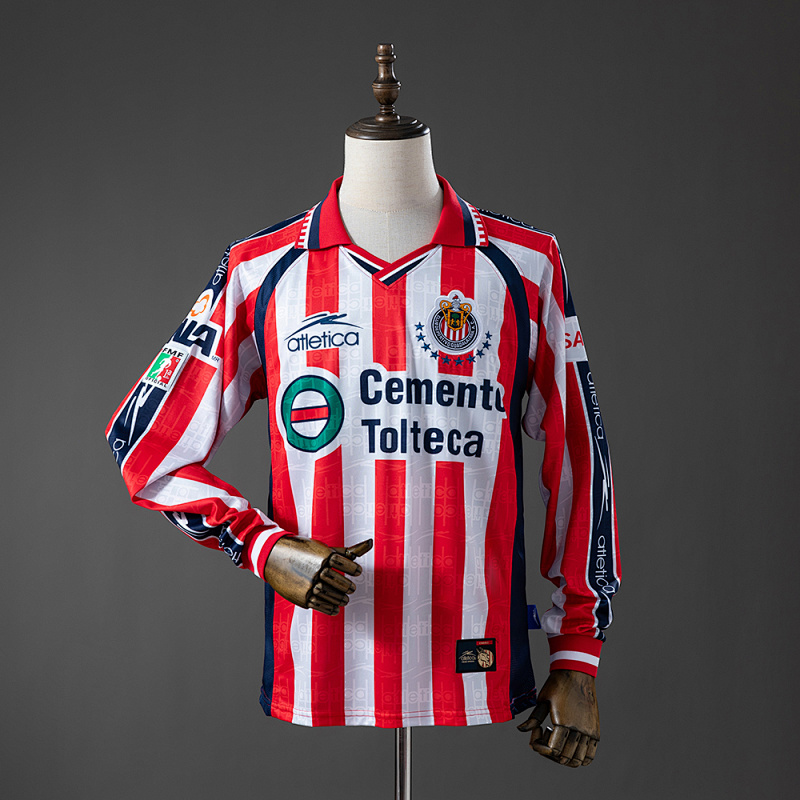 Camiseta retro de manga larga Chivas de Guadalajara 99-00, local, tallas S-XXL